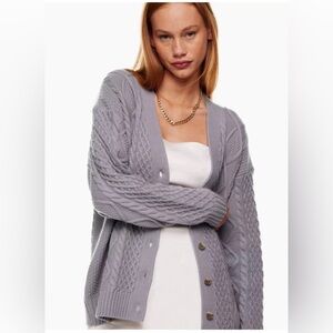 Sunday Best ( Aritzia) oversized Light blue Cable Knit Cardigan